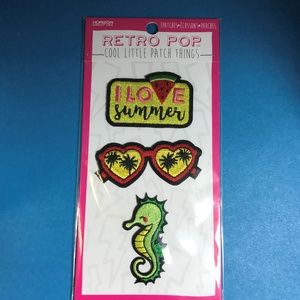 Set of 3 I Love Summer Sunglasses Seahorse Patches